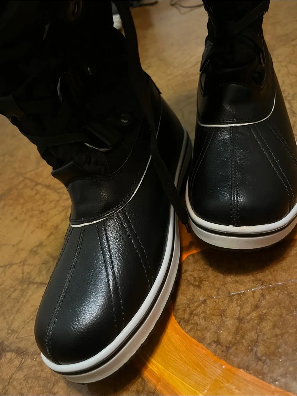 Women's Black Winter Fur-Trim Snow Boots Aleader NEW size US8.0
